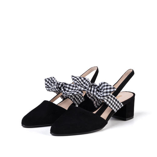 【限时秒杀】Safiya索菲娅舒适格子文艺女单鞋高跟鞋2019春夏SF91114013 商品图6