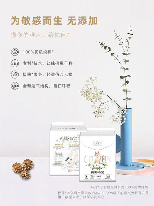 凸凸棉纯棉布觉卫生巾女日用8片240mm/B3408 商品图2