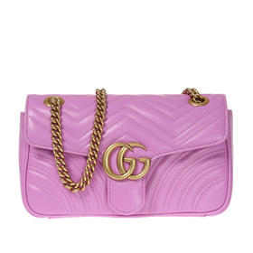 GUCCI 古驰 GG Marmont系列女士小号紫色牛皮绗缝手提单肩包 443497 DRW3T 5554