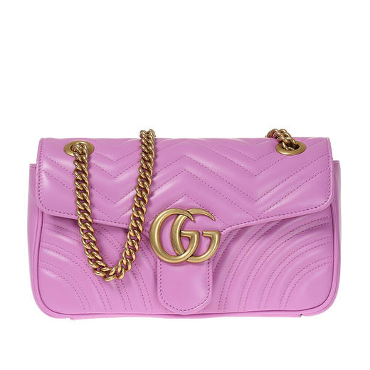 GUCCI 古驰 GG Marmont系列女士小号紫色牛皮绗缝手提单肩包 443497 DRW3T 5554 商品图0