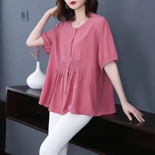 JXG-大码女装雪纺衬衫妈妈春夏季新款洋气短袖200斤宽松遮肚显瘦上衣 商品图0