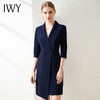 IWY/高端职业连衣裙女薄款藏青气质名媛时尚短袖工装售楼部工作服 商品缩略图0