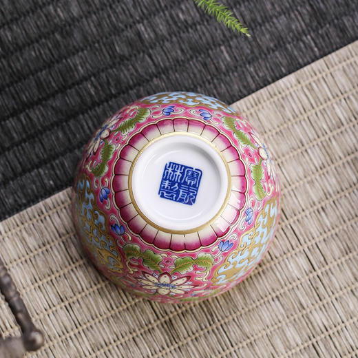 珐琅彩粉地莲凤纹小罗汉杯五头 商品图4