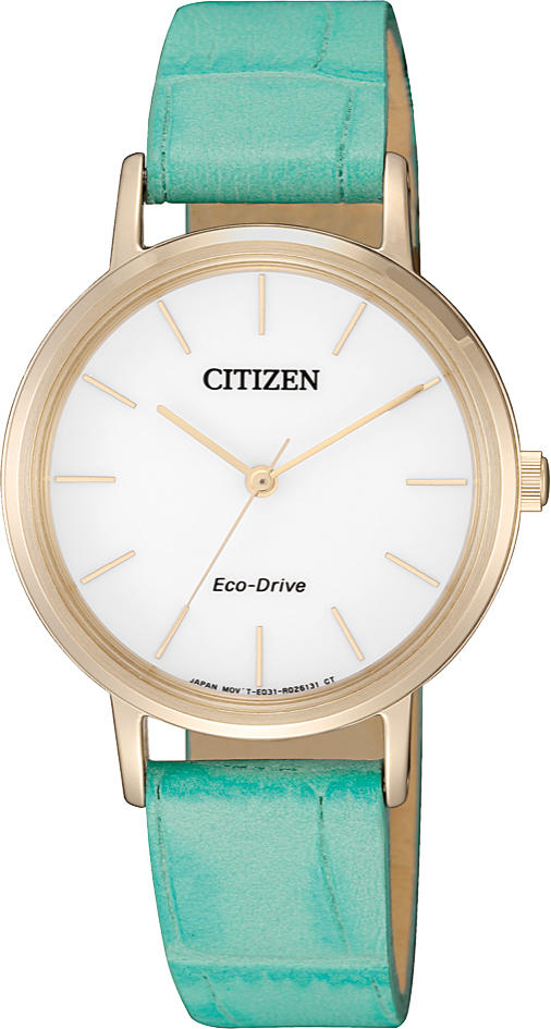 西铁城日本官方正品潮皮带光动能玫瑰金色女表EM0577-36A 商品图2