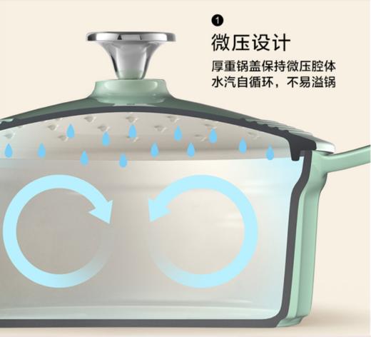 北鼎22cm珐琅锅铸铁煲汤家用焖炖锅多功能炒锅进口平底锅具电磁炉蒸锅 商品图3