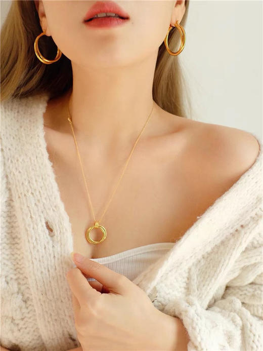 411-5 流金岁月 袁泉同款MIS 圆形缠绕项链 圆形缠绕耳环 商品图4