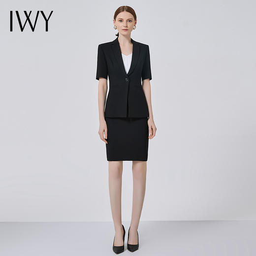 IWY/黑色时尚高端经理职业装女套装名媛气质商务小香风西装套裙深VC11232+S11232黑色 商品图2