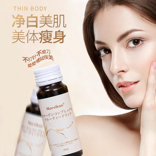 【多盒优惠】日本原装进口Norvikon诺维康净白纤体饮  医药协会研发白润肌肤可以喝的玻尿酸补充皮肤胶原蛋白  润肤亮白分解脂肪紧致塑形  30ml*12瓶/盒 商品图1