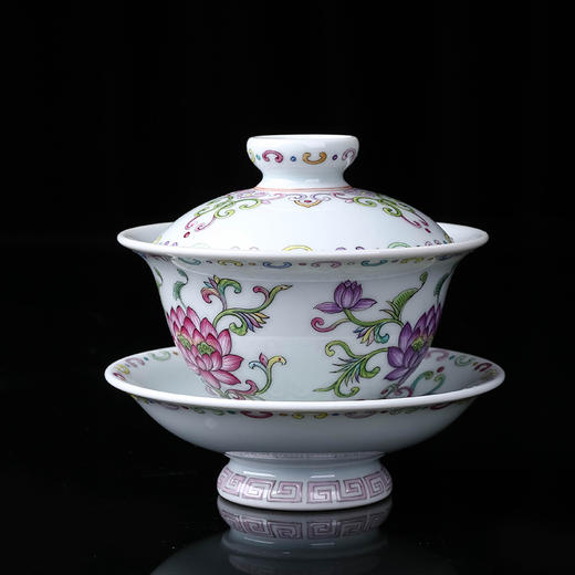 珐琅彩并蒂莲盖碗 商品图3