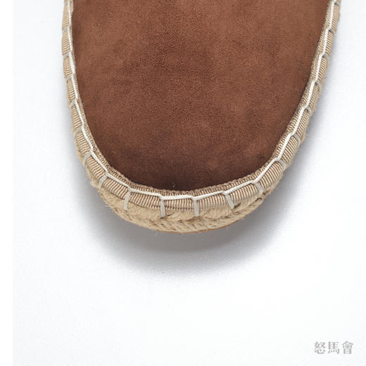 Espadrille 意大利胎羊绒面皮焦糖色手工编织草底鞋 商品图3