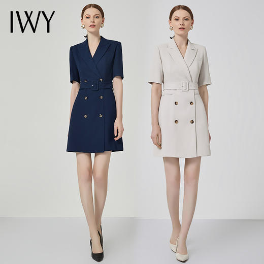 IWY/西装连衣裙短袖藏青色高端职业装修身气质售楼部工作服女面试q11248 商品图4