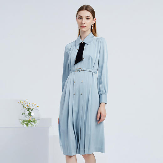 EITIE爱特爱女装春夏长袖修身中长款纯色连衣裙6507245 商品图4