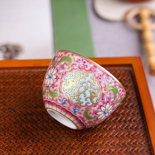 珐琅彩粉地莲凤纹小罗汉杯五头 商品图3