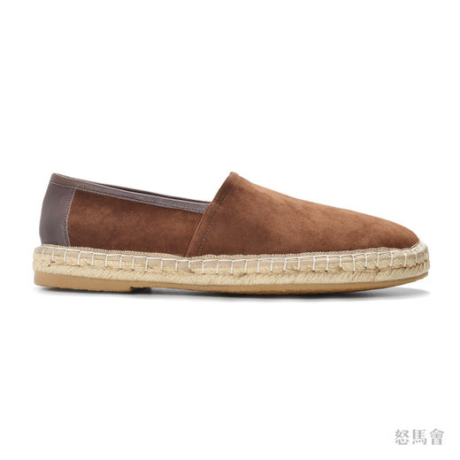 Espadrille 意大利胎羊绒面皮焦糖色手工编织草底鞋 商品图1