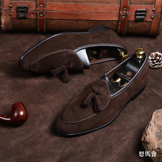 Blake内缝工艺意大利小牛绒深棕色流苏乐福鞋 商品图1