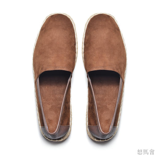 Espadrille 意大利胎羊绒面皮焦糖色手工编织草底鞋 商品图2
