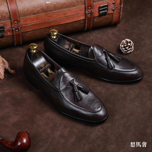 Blake内缝工艺意大利小张幅鹿皮深棕色流苏乐福鞋 商品图1