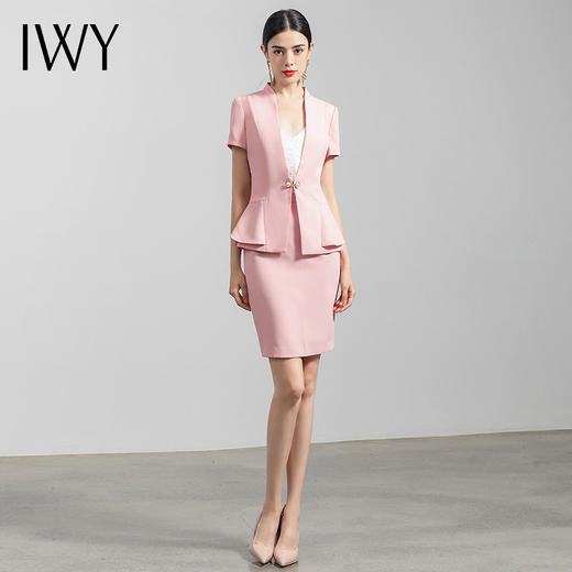 IWY/粉色工作服职业装高端美容院置业顾问装时尚气质正装女套裙CS255 商品图2