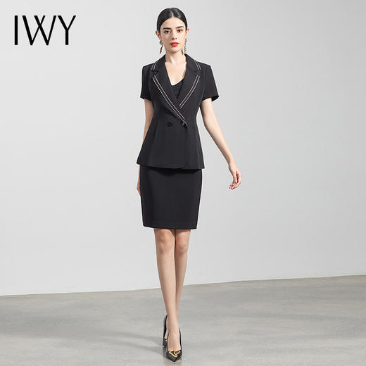 IWY/黑色西装套装女薄款时尚高端职业装气质面试售楼部工作服CS560 商品图2