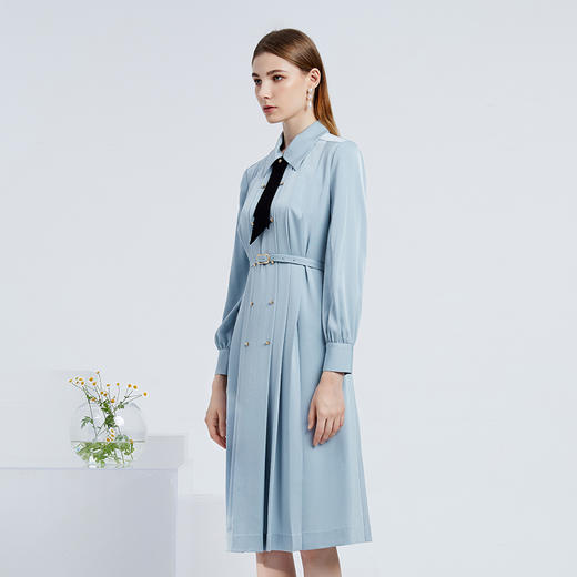 EITIE爱特爱女装春夏长袖修身中长款纯色连衣裙6507245 商品图3