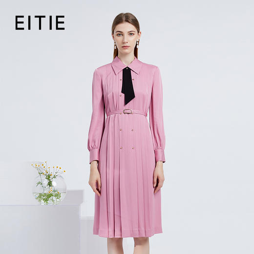 EITIE爱特爱女装春夏长袖修身中长款纯色连衣裙6507245 商品图1