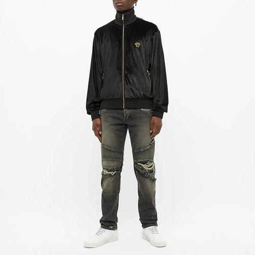 VERSACE 范思哲 男士刺绣美杜莎丝绒运动夹克 黑色 A87478 A234467 A1008 商品图3