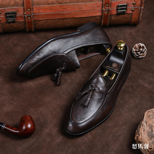 Blake内缝工艺意大利小张幅鹿皮深棕色流苏乐福鞋 商品图2