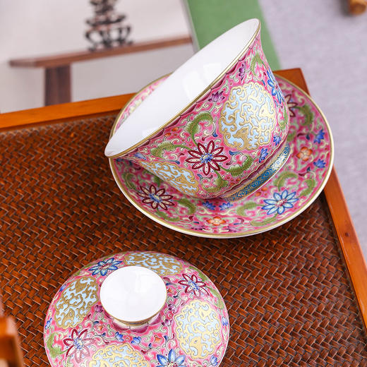 珐琅彩粉地莲凤纹小罗汉杯五头 商品图2