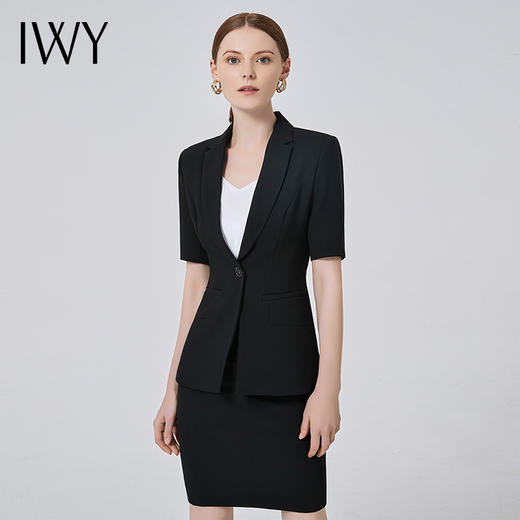 IWY/黑色时尚高端经理职业装女套装名媛气质商务小香风西装套裙深VC11232+S11232黑色 商品图0