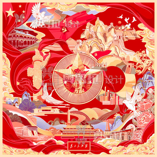 建党系列丝巾产品 100周年纪念艺术丝巾 商品图0