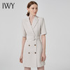 IWY/气质短袖西装连衣裙女双排扣时尚修身职业装OL薄款售楼部工装Q13248杏色 商品缩略图0
