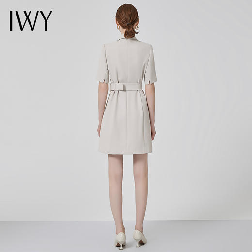 IWY/气质短袖西装连衣裙女双排扣时尚修身职业装OL薄款售楼部工装Q13248杏色 商品图3
