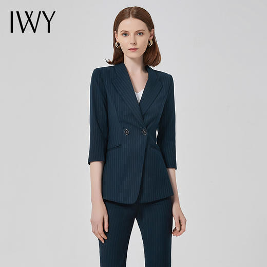 IWY/条纹西装套装女高端商务职业装时尚气质修身显瘦正装通勤工作服OLC10388+P10345 商品图1
