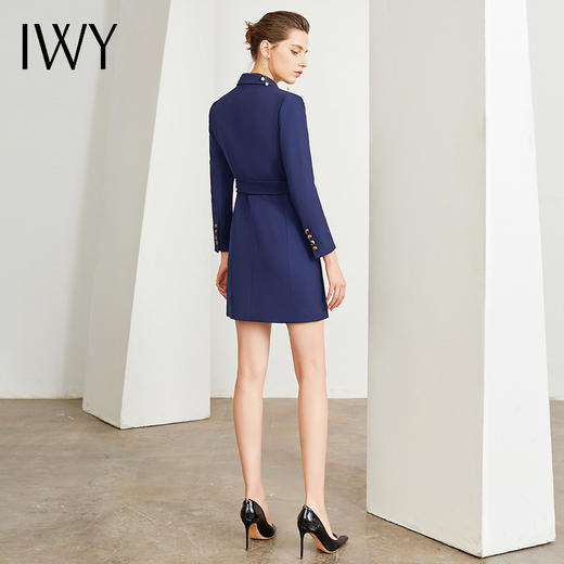 IWY/藏青气质时尚职业西装连衣裙女长袖双排扣修身显瘦通勤上班工作服Q902-N 商品图3