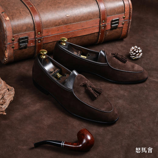 Blake内缝工艺意大利小牛绒深棕色流苏乐福鞋 商品图2