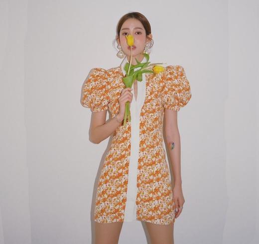 特价秒杀 Masion.W 戚薇同款拼接印花宫廷泡泡袖连衣裙.潮快闪[福利品] 商品图1