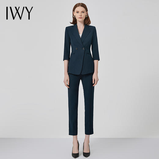 IWY/条纹西装套装女高端商务职业装时尚气质修身显瘦正装通勤工作服OLC10388+P10345 商品图2
