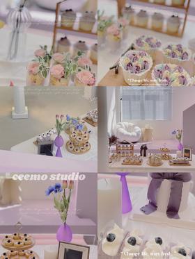 紫色系开业活动甜品台