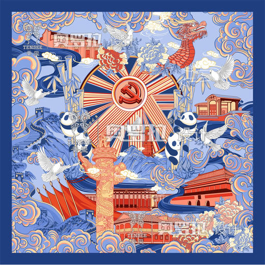 建党系列丝巾产品 勿忘初心艺术丝巾 商品图0