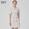 IWY/气质短袖西装连衣裙女双排扣时尚修身职业装OL薄款售楼部工装Q13248杏色 商品缩略图1