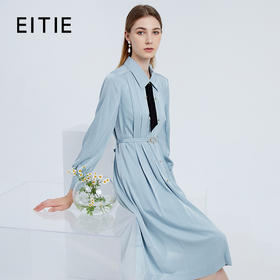EITIE爱特爱女装春夏长袖修身中长款纯色连衣裙6507245