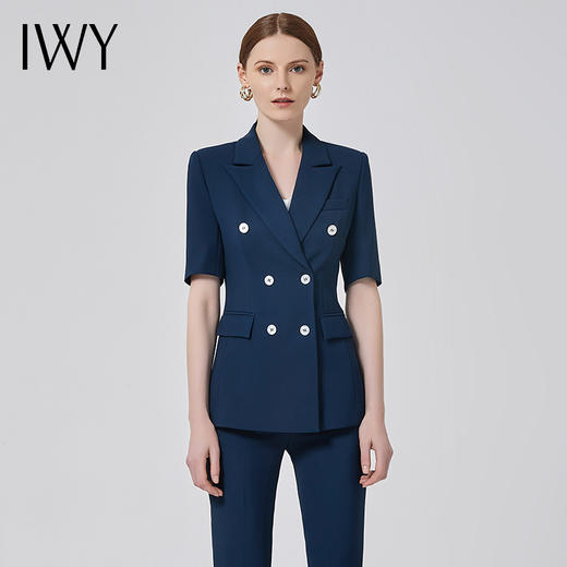 IWY/藏青色双排扣时尚气质名媛高端工服西装套裙职业套装CS11231 商品图1
