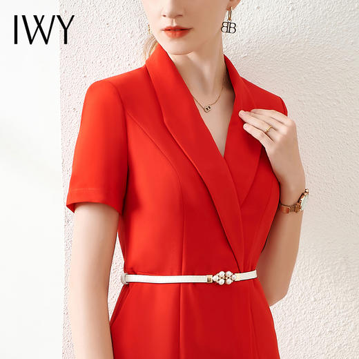 IWY/红色职业装气质女神范西装连衣裙艺考播音主持人正装时尚工作服04Q1 商品图4