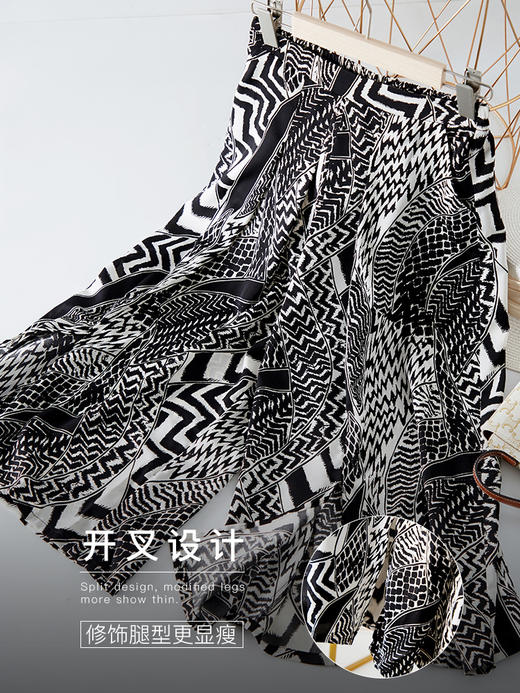【专属特价】夏装新款普纹印花阔腿裤女适合胯大腿粗的七分裤裙裤女 商品图3