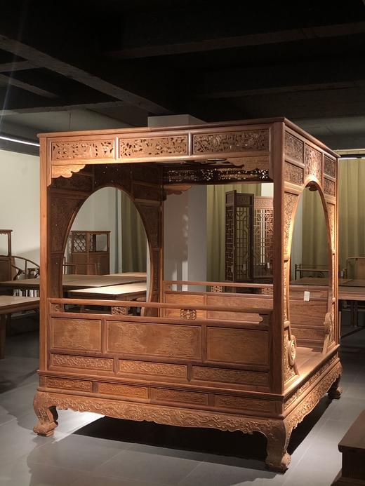 红桥红  家具严选  缅甸花梨（大果紫檀）【193 双月洞 花鸟清式 架子床】 商品图7