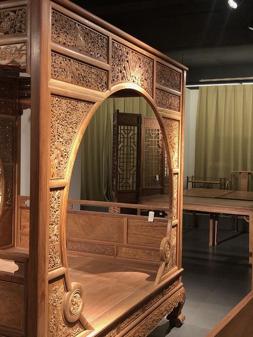 红桥红  家具严选  缅甸花梨（大果紫檀）【193 双月洞 花鸟清式 架子床】 商品图5