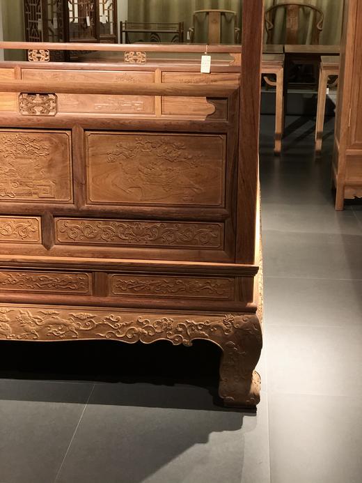 红桥红  家具严选  缅甸花梨（大果紫檀）【193 双月洞 花鸟清式 架子床】 商品图12