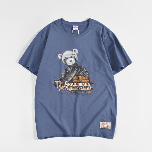 【卡通熊仔印花T恤】夏季短袖t恤男纯棉体恤白色圆领情侣青少年休闲上衣 商品图7