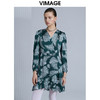 VIMAGE纬漫纪春季新款洋气复古印花收腰A摆显瘦连衣裙女V1507117 商品缩略图3