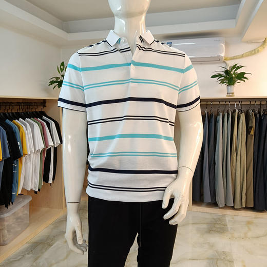 男装短袖T恤POLO衫夏季休闲修身翻领条纹体恤  AMF91015 商品图1
